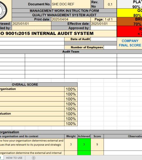ISO 9001:2015 SELF AUDIT